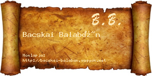 Bacskai Balabán névjegykártya